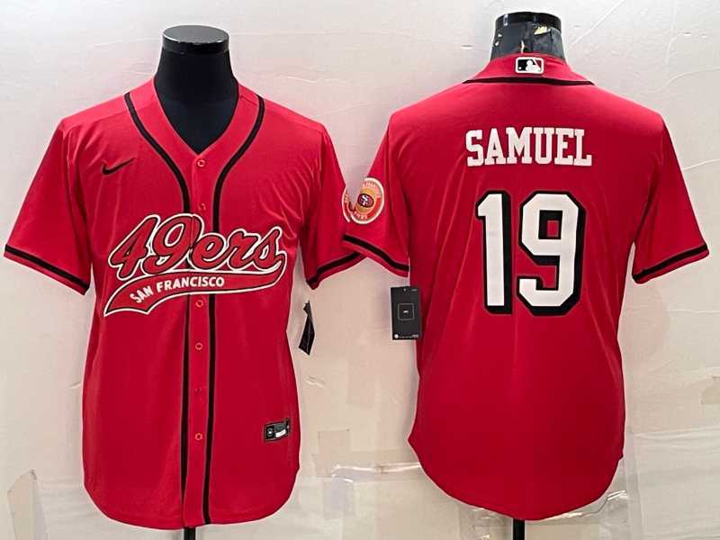 Men%27s San Francisco 49ers #19 Deebo Samuel Red Color Rush With Patch Cool Base Stitched Baseball Jersey